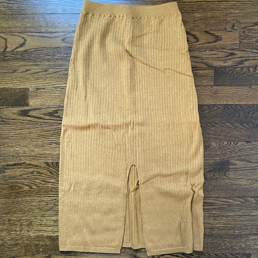 Free People Skyline Midi Skirt - Gold - M - NWT